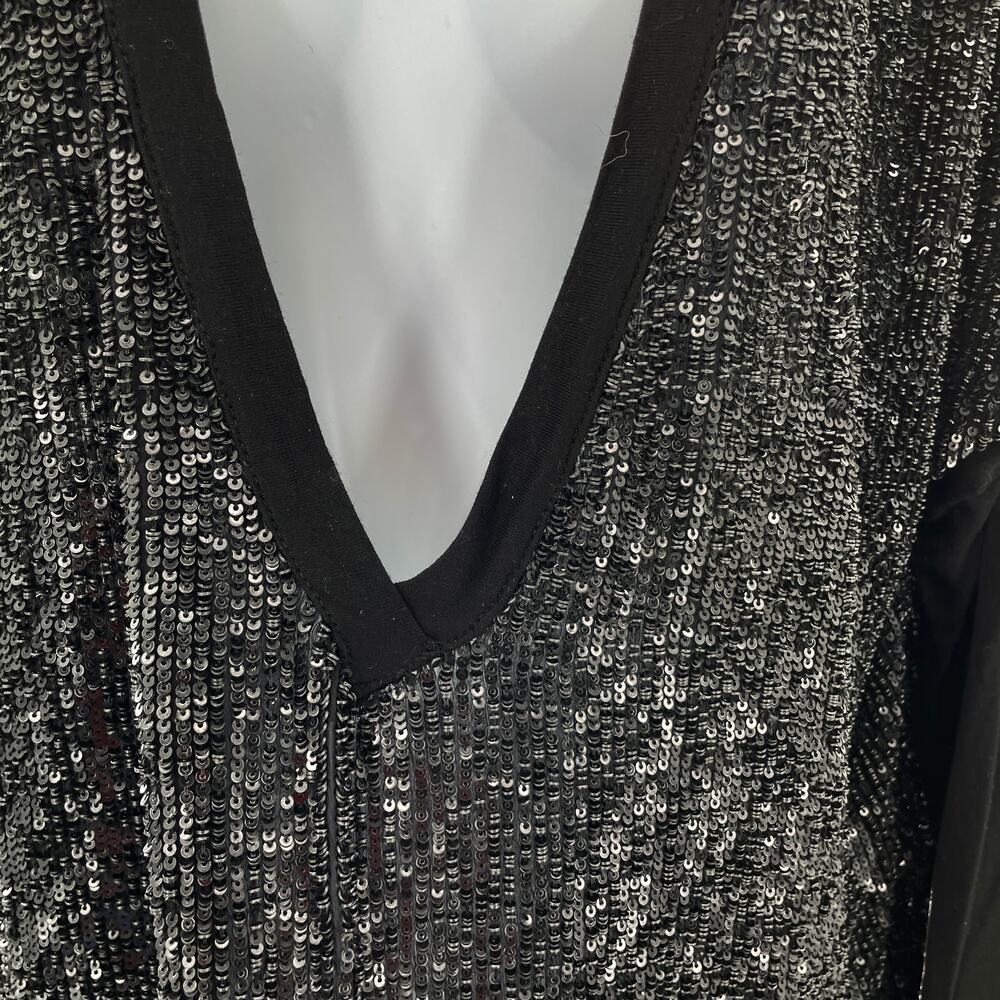 Robert Rodriguez Black Silk Sequin Deep V-Neck El… - image 7